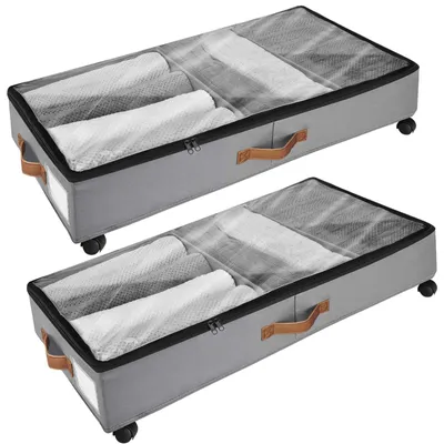 Obrázek produktu pro Úložné boxy pod postel s kolečky na oblečení a boty