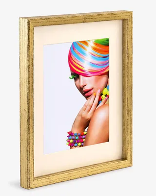 Produktbild von 3D Objektrahmen Bilderrahmen mit Passepartout & gehärtetem Glas Holz MDF Rahmen Foto Poster - Farbe: Gold-Antik | Format: 50x70