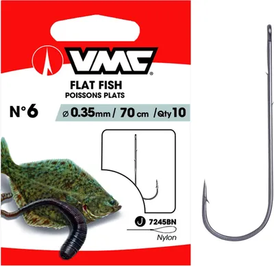 Produktbild von VMC Plattfischhaken 7245 Vorfachhaken 70cm Schwarz #1/0