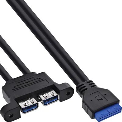Obrázek produktu pro InLine® USB 3.2 Gen.1 kabel, interní rozbočovač na základní desku se 2 porty USB-A, 0,45 m
