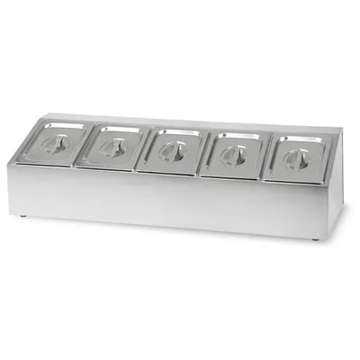 Image de VERTES Récipients à ingrédients 5 x 1/6 GN Gastronorme, Acier inoxydable, 100mm de profondeur, Hygiénique, Inoxydable, Résistant aux rayures, Température de -40° à 300°C