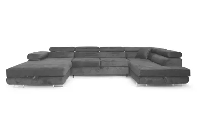 Produktbild von Sofiland Aller U-Form Ecksofa XXL Schlaffunktion 2 Bettkästen Grau Rechts
