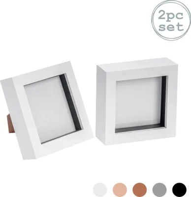 Produktbild von Nicola Spring 4x4 Box Fotorahmen weiß - stehend und hängend x 2