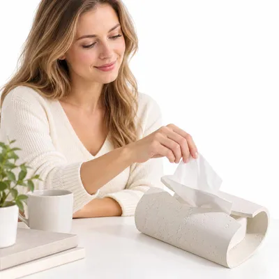 Produktbild von Taschentuchspender aus Kunstharz, moderne Tücherbox für Wohnzimmer, Flur und Schlafzimmer, elegantes Dekor
