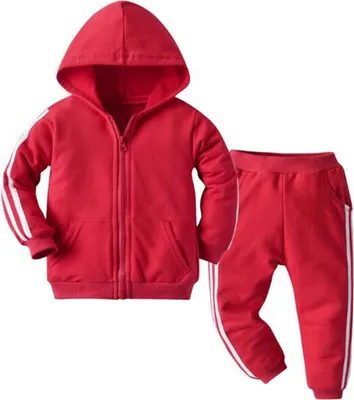 Image de Ensembles de vêtements ASKSA pour garçons et filles Survêtement Sweat à capuche à manches longues avec pantalon long pour l'automne et l'hiver (rouge, 110 cm)