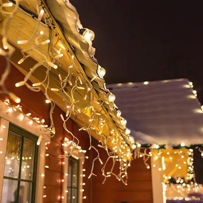 Immagine prodotto di Jiubiaz 10m 200 LED ghiaccioli Natale giardino fata luci, bianco caldo