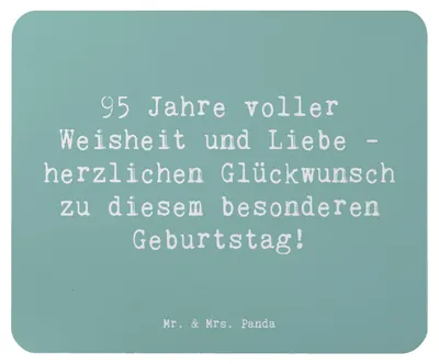 Produktbild von Mr. & Mrs. Panda Mauspad Spruch 95. Geburtstag Weisheit Liebe - Meeresbrise - Geschenk, pc mousepad, mausteppich, mousematte, Happy Birthday, Feier, Lebensabschnitt