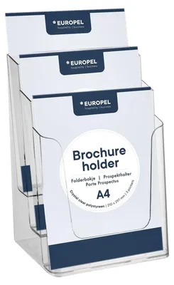 Produktbild von EUROPEL Tisch-Prospekthalter A4 hoch 3 Fächer glasklar