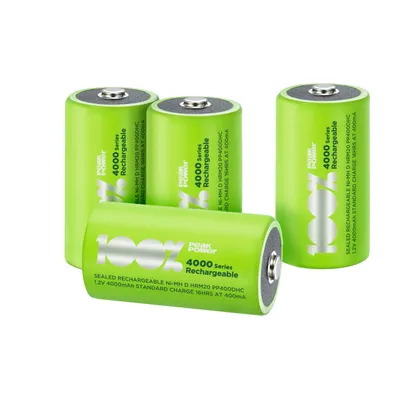 Produktbild von 100% PeakPower Akku D, 4 Stück LR20 Akku NiMH, D Akku-Batterien mit LSD Technologie, Ready2Use, bereits vorgeladen, Typ Monozelle HR20 wiederaufladbar, Kapazität 4000mAh, 1,2V