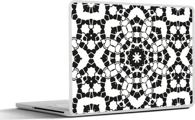 Produktbild von MuchoWow® Laptop Aufkleber Sticker Cover Mandala - Schwarz und Weiß - Muster 31x22.5 cm - Laptop-Deko