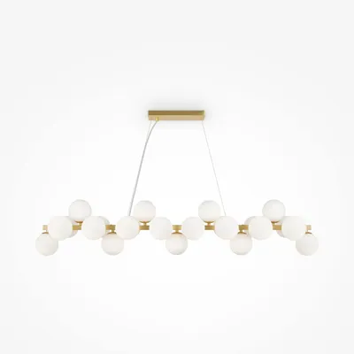 Produktbild von Pendelleuchte Metall Glas H: max. 133,9 cm in Gold Weiß G9 25-flammig Kugelschirm Modern Hängelampe