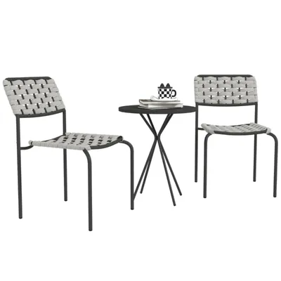 Produktbild von Polyrattan Gartenmöbel Set, Outdoor Lounge Balkonmöbel für 2 Personen, 3-teilig Sitzgruppe mit 2 Stapelbare Stühle, Tisch, wetterfest Gartenlounge