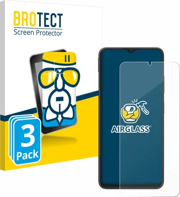 Product packaging and a smartphone with a screen protector.