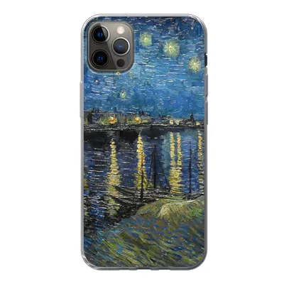 Produktbild von MuchoWow® Handyhülle Schutzhülle Hülle für iPhone 13 Pro Max Sternennacht über der Rhone - Van Gogh - Kunst Silikon Softcase Handy Hülle - Mobiltelefon