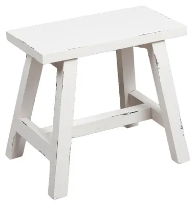 Produktbild von Massivholz Hocker RANCH 50cm Antik-Weiß Beistelltisch Sitzhocker