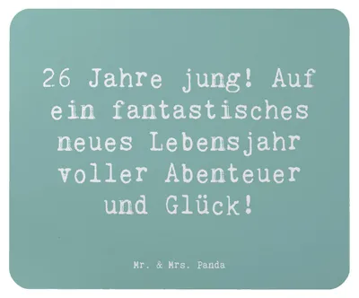 Produktbild von Mr. & Mrs. Panda Mouse Pad Spruch 26. Geburtstag - Meeresbrise - Geschenk, Mauspad, Glückwunsch, mousematte, laptop mousepad, Geburtstagsgeschenk, pc, besondere Anlässe