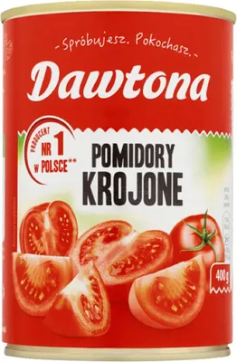 Zdjęcie produktu dla Pomidory krojone bez skórki w soku pomidorowym 400g Dawtona