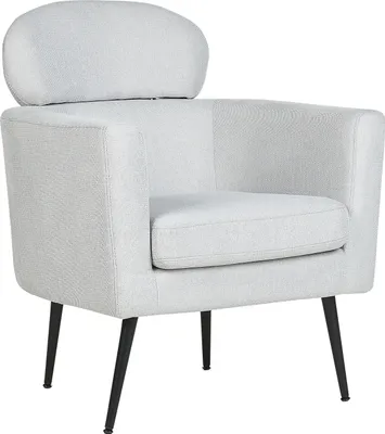Produktbild von BELIANI Polstersessel aus Hellgrau Stoff Schwarze Beine mit Kopfstütze Rückenlehne Retro Glam Design Stil