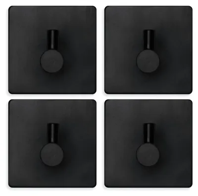 Produktbild von EAVY Handtuchhaken ohne Bohren - 4 Stück Rostfrei Stahl Wandhaken Selbstklebend - Klebehaken extra Stark – Selbstklebend – Handtuchhaken Schwarz