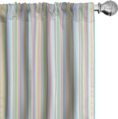 Produktbild von ABAKUHAUS Pastell Vorhänge, Gardinen, Vertikal gestreiftes Muster Verschiedene farbige Geraden Klassisch altmodisch, 2 Stück 75 x 245 cm, Mehrfarbig