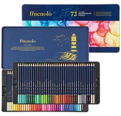 Imagen del producto de Lápices de colores acuarelables Finenolo, metálicos, paquete de 72 colores - deli