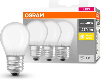 Produktbild von Osram 4058075113022, 4 W, 40 W, E27, 470 lm, 10000 h, Warmweiß