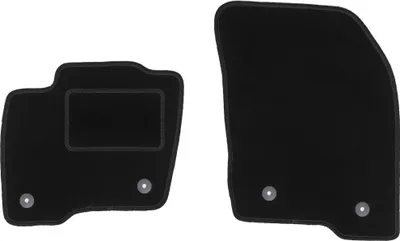 Produktbild von Velours-Fußmatten Vorne passend für Ford Galaxy MK3 (Minivan, Bj. 2015-) –  schwarz, passgenau, mit Befestigungen set 2 Stk. - STANDARD