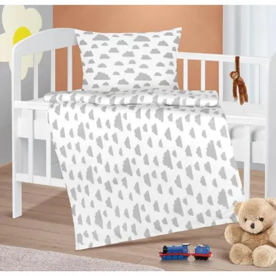 Immagine prodotto di Biancheria da letto in cotone per bambini - 90x135 cm. 45x60 - grigio, bianco