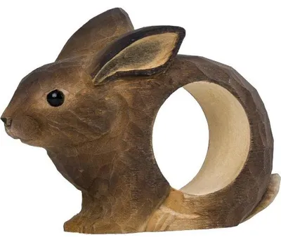Zdjęcie produktu dla Serwetnik "Ogród Przyrody" WG4564, królik - Ręcznie rzeźbiony serwetnik drewniany, idealny do dekoracji stołu