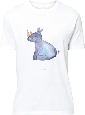 Produktbild von Mr. & Mrs. Panda S T-Shirt Einhorn Nashorn - Weiß - Geschenk, Regenbogen, Tshirt, Lustig, Lustiges, Unicorn, oberteil, Nashörner, Zoo, Shirt
