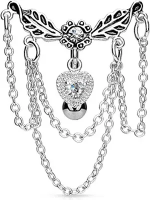 Produktbild von Bauchnabelpiercing: Top Down Reverse Piercing Herz mit Ketten
