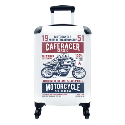 Produktbild von MuchoWow® Koffer Handgepäck Trolley Rollkoffer Kleine Reisekoffer mit 4 Rollen - Mancave - Motorrad - Vintage - Rennen - Cabin Size < 55x40x23 cm & 55x40x20 cm - Fotokoffer - Kabinenkoffer - Boardgepäck - Reise-Box - Reisekoffer - Reisegepäck - Koffer mit Bild - Trolley für Kinder