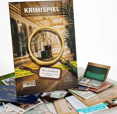 Produktbild von MAGNIFICUM Krimispiel: Das Bankett - Teil 1 - Der Raub des Diamanten von Ramanpur| Brettspiel & Escape Room Spiel für Erwachsene | Krimi-Abenteuer