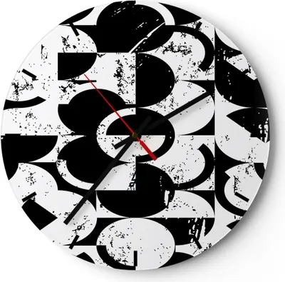 Produktbild von Wanduhr - Rund - Glasuhr - Abstraktion modern - 30x30cm - Schleichendes Uhrwerk - Lautlos - zum Aufhängen bereit - Dekoration Modern - Wanddekoration aus Glas - C3AR30x30-3830