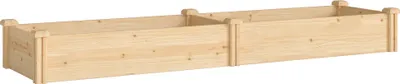 Produktbild von Hochbeet aus Holz mit Trennwand, offener Boden, 235 x 66 x 26 cm