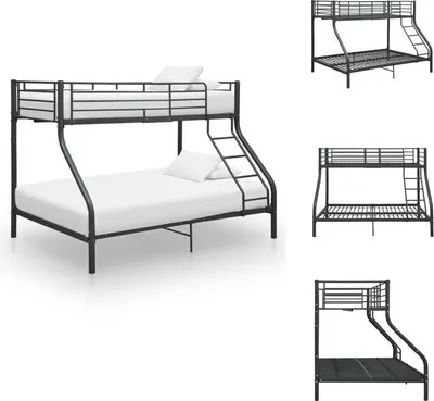 Produktbild von vidaXL Etagenbettgestell Schwarz Metall 140x200 cm/90x200 cm -  Betten & Bettgestelle