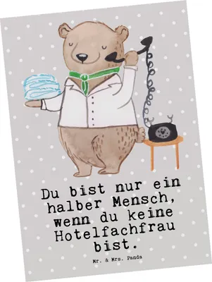 Produktbild von Mr. & Mrs. Panda Postkarte Hotelfachfrau Herz - Grau Pastell - Geschenk, Hoteleröffnung, Ansichtskarte, Fotokarte, Ausbildung, Postkarten, Grußkarte, Spruch, Lustig