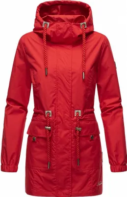 Produktbild von Navahoo Damen Jacke Übergangsjacke Kurz Parka Mantel Kapuze Neophee Rot Gr. 36 - S