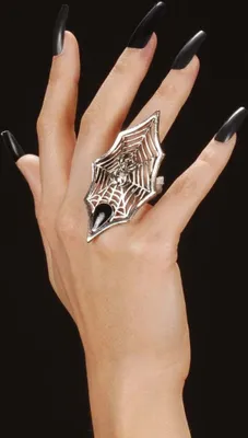 Produktbild von Gotischer Spinnennetz-Ring mit Edelstein