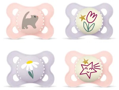 Produktbild von MAM Original Day & Night Schnuller, 0-6 Monate, Katze/Tulpe, 4 Stück – Größe 4 Pack