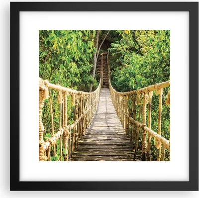 Produktbild von Gerahmtes Poster - Schwarzer Rahmen - Brücke Seil Dschungel - 30x30 cm - Wand Bild - Wanddeko - Wandbilder - Kunstposter - Wandposter - Bilderrahmen - Bilder - Kunstdruck - Wandbild - P2BAC30x30-4319