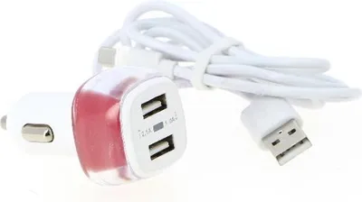 Produktbild von Ladegerät für den Zigarettenanzünder mit 2 USB-Anschlüssen 2.4A + Mikro-USB-Kabel