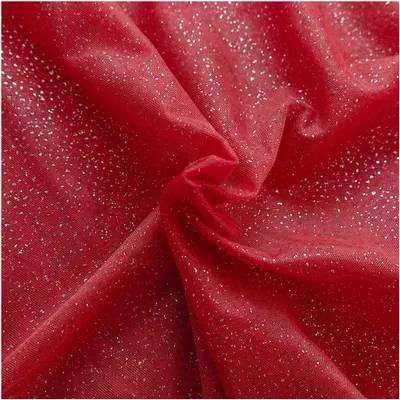 Tüll mit Glitzer Kostümstoff Fasching Royal Tüll 1 x 1,5 m 016 - rot / silber
