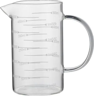 Produktbild von Messbecher, Ø 8 cm, 0,5 ltr., mit 50 ml Skalierung, Borosilikatglas