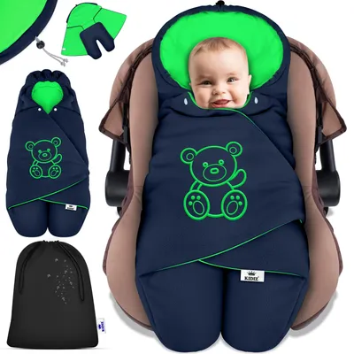 Produktbild von KIDIZ® Baby Einschlagdecke Babyschale Winter Herbst Babydecke mit Kapuze & Tasche Universal Fußsack kompatibel mit Maxi-Cosi, Römer, Buggy, Kinderwagen & Autositz isolierend gegen Wind, Nässe & Kälte