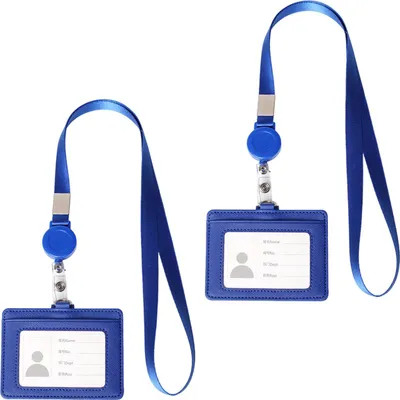 Produktbild von Ausweishalter Leder Horizontal, 1 Stück, Mit Einziehbarem Lanyard Und Namensschild, Für Büro Und Arbeitsplatz