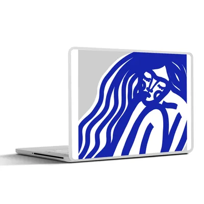 Produktbild von MuchoWow® Laptop Aufkleber Sticker Cover Blau - Porträt - Frau - Abstrakt 40x30 cm - Laptop Dekoration - Selbstklebend