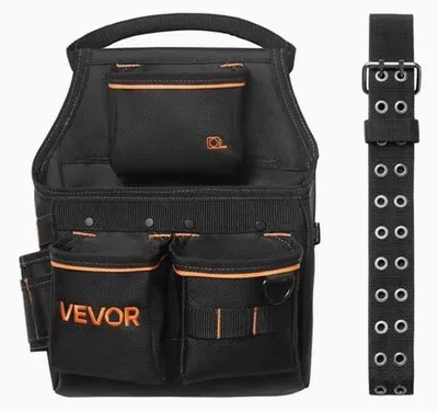 Image de Sac à outils avec sangle | Ceinture à outils robuste à 14 compartiments | Réglable de 83 à 127 cm | Pour électriciens, charpentiers et ouvriers du bâtiment
