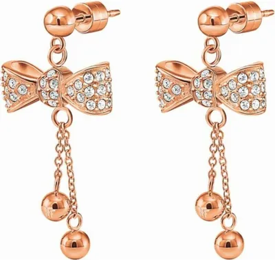 Zdjęcie produktu dla Srebrzyste kolczyki damskie Folli Follie, stal nierdzewna, różowy kolor, 4 cm, model 3e15t003rc
