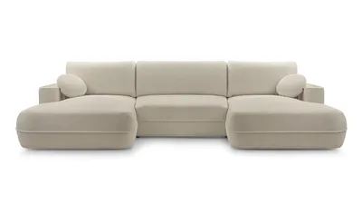 Image de AX LIVING Canapé d'angle avec fonction sommeil Beige Peoni 364 cm de large élégant